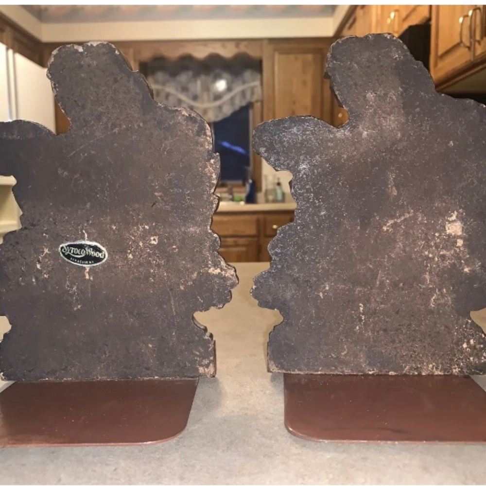Bookends, Syroco Wood Composite Flowers Fancy Leaves Set No cracks MCM Vintage - Picture 2 of 4